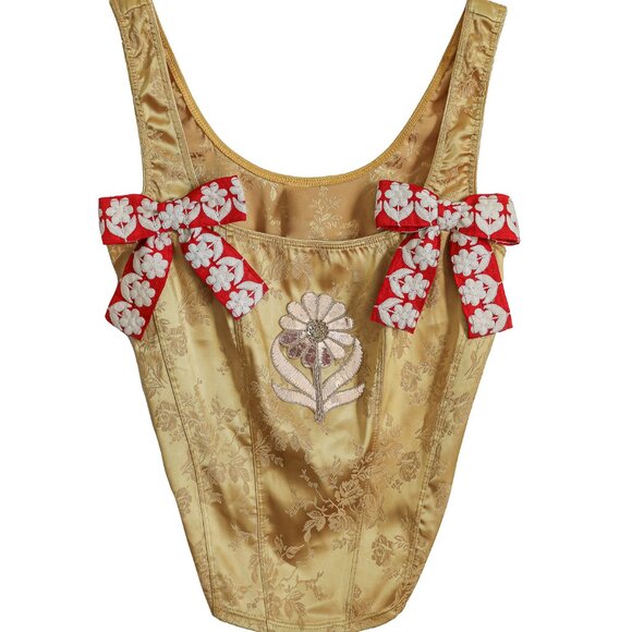 ReWorked By COLLECTOR OF VISION Tops - Embroidered Stylish Corset Top Sexy Party Outfit Women’s Corset Tank Top Medium‎